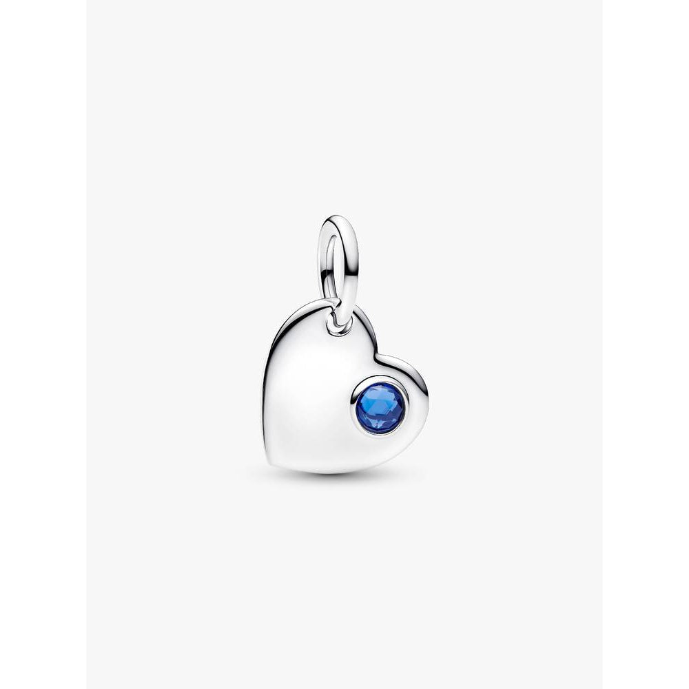 Pandora Sterling Silver September Heart Blue Stone Dangle Charm Image 1
