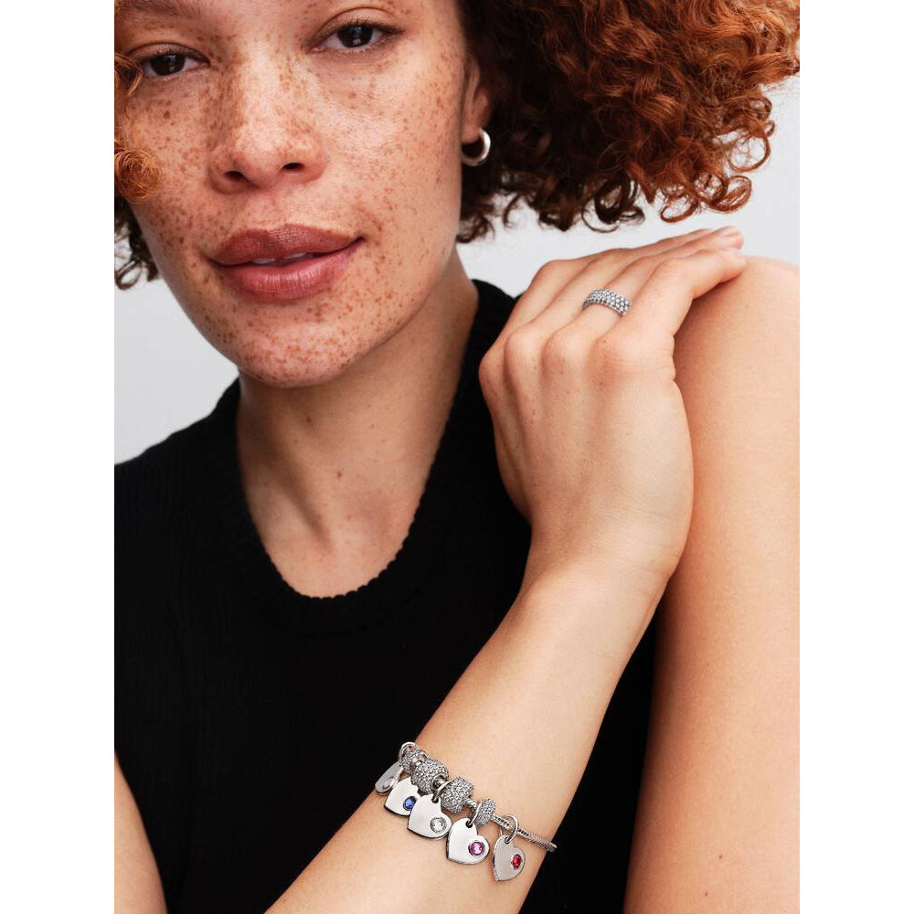 Pandora Sterling Silver September Heart Blue Stone Dangle Charm Image 2