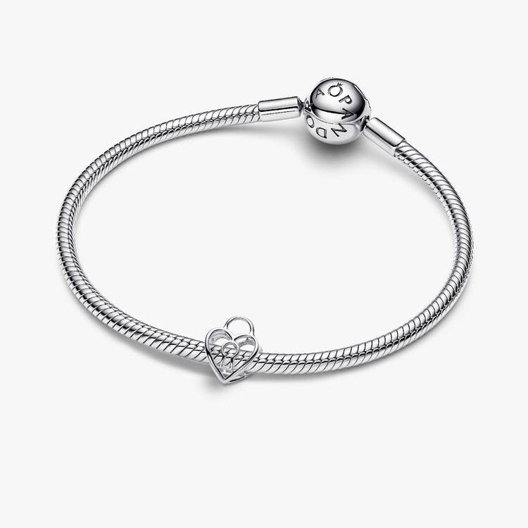 Pandora Silver Openwork Heart Padlock Charm