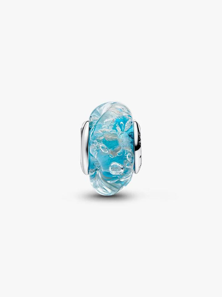 Pandora Silver Turquoise Murano Glass &amp; Glitter Charm