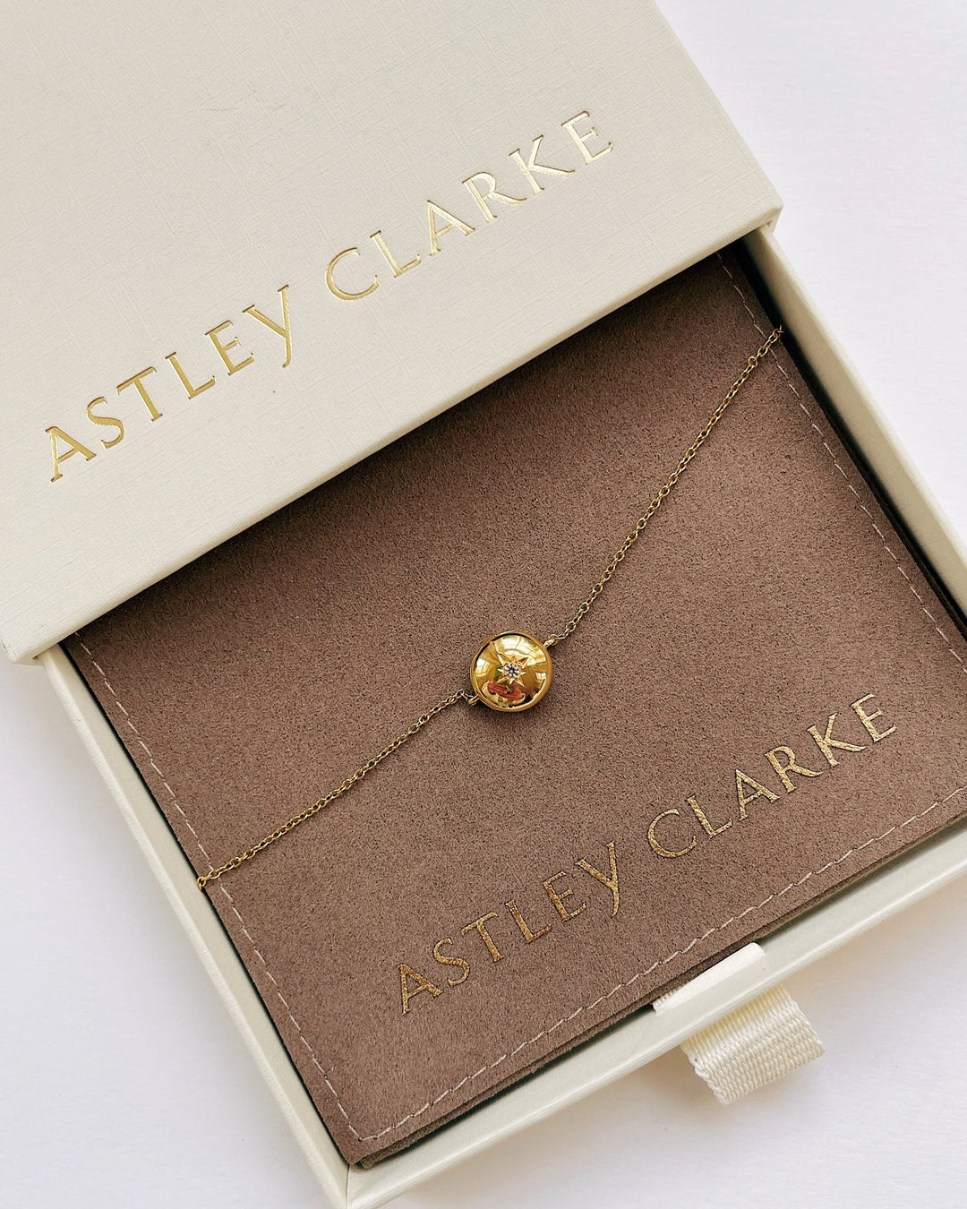 Astley Clarke Personalized 925 Mini Locket Bracelet with White Sapphire