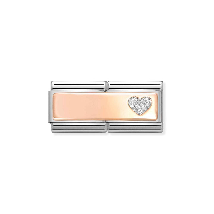 Nomination Classic Rose Gold Glitter Heart Double Charm