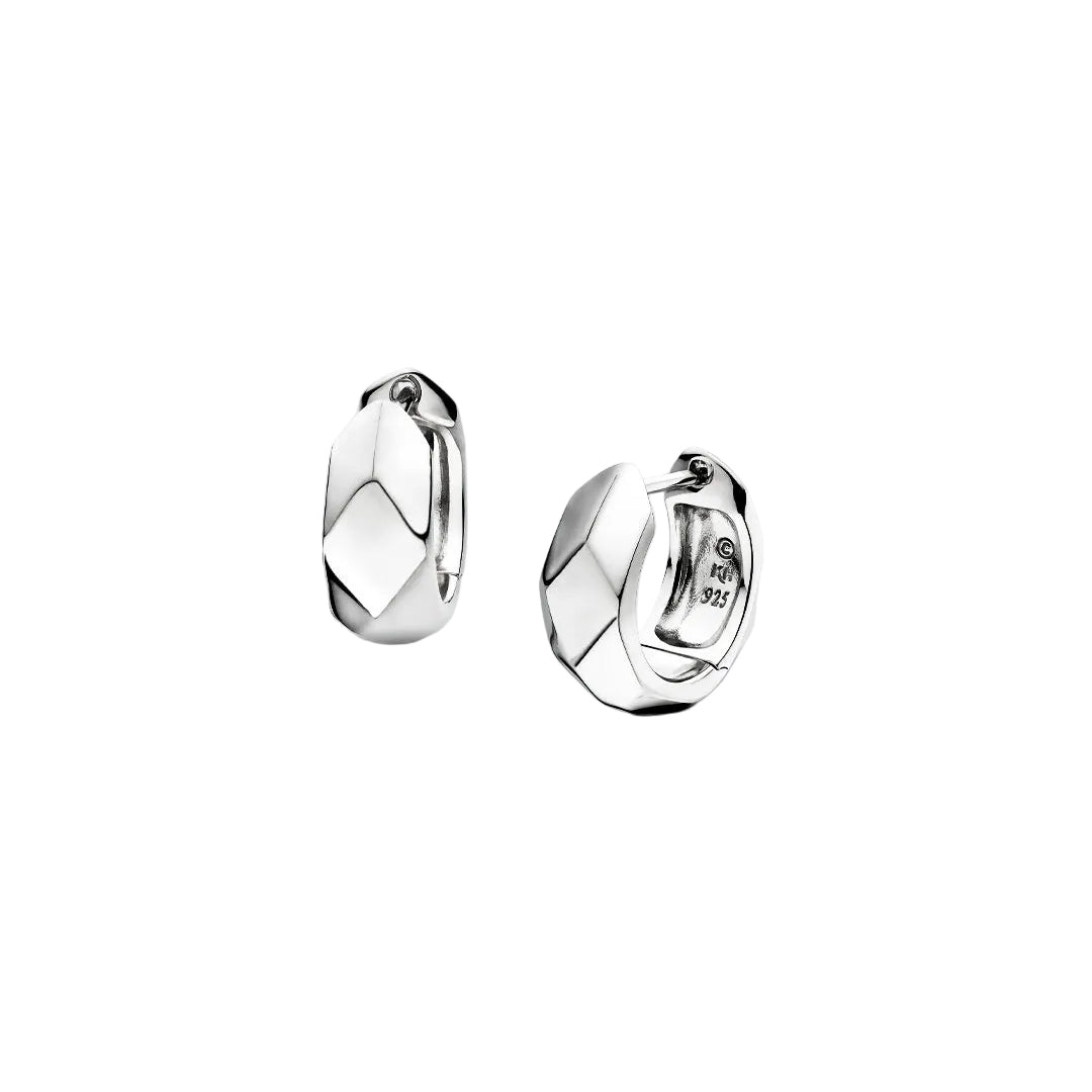 Kit Heath Glint Geo Wide Hoop Earrings Sterling Silver