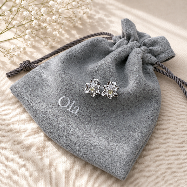 Ola Silver Daffodil Flower Earrings