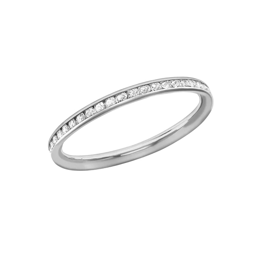 9ct White Gold 42 x 1mm CZ 2mm Band Eternity Ring