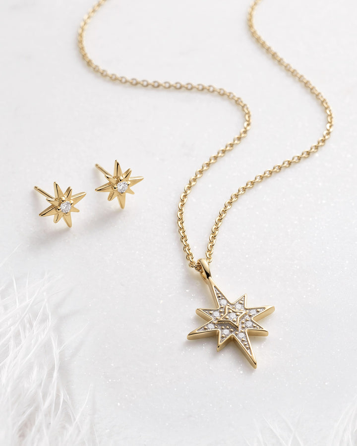 Kit Heath Gold Céleste North Star CZ Petite Necklace