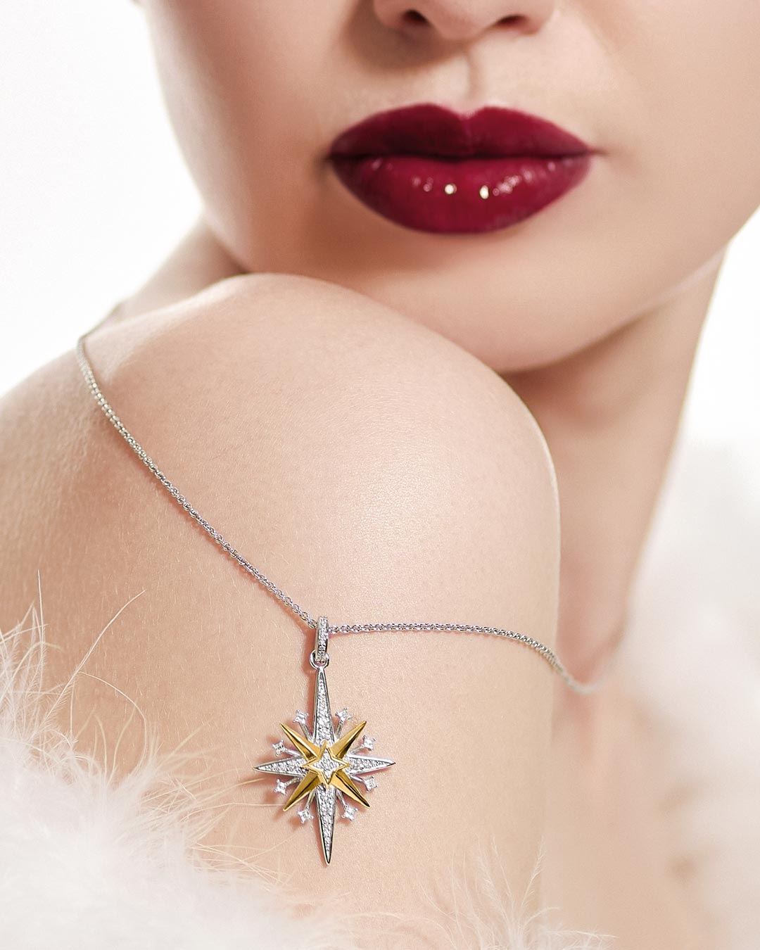 Kit Heath Mixed Metal  Céleste North Starburst CZ Grande 16-24" Slider Necklace (H) (A)