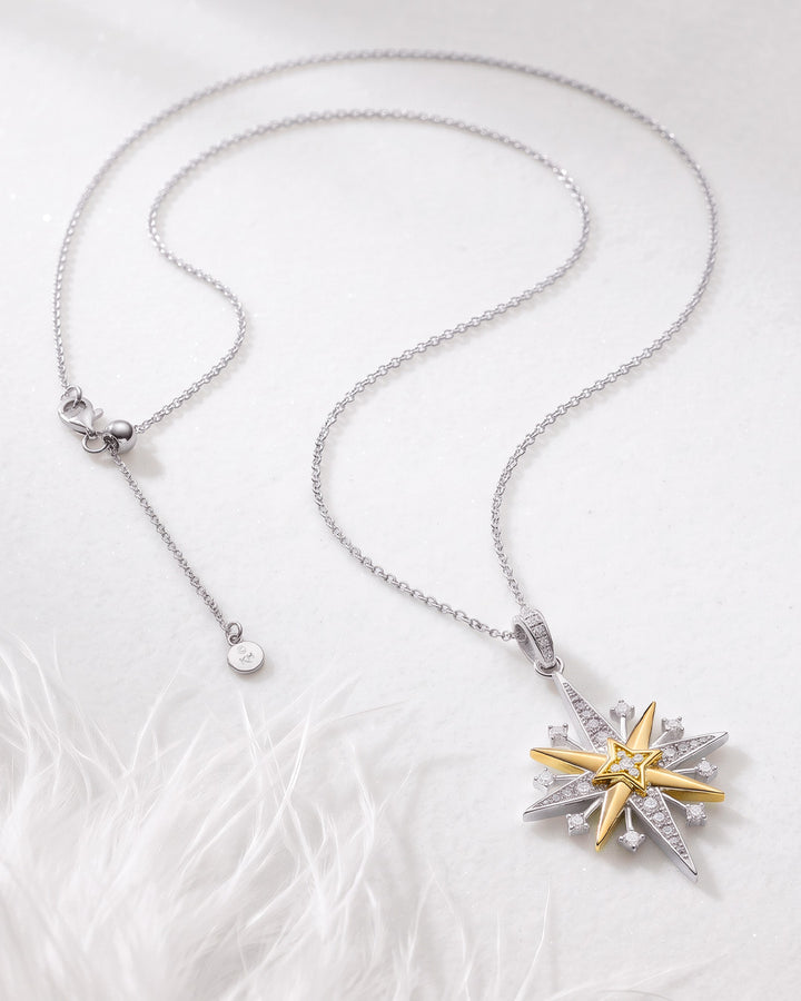 Kit Heath Mixed Metal  Céleste North Starburst CZ Grande 16-24" Slider Necklace (H) (A)