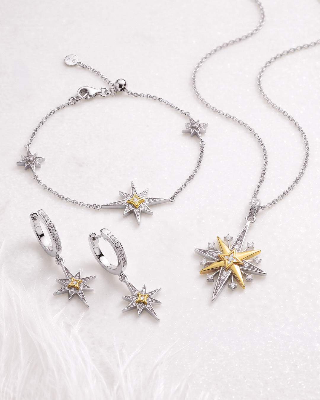 Kit Heath Mixed Metal  Céleste North Starburst CZ Grande 16-24" Slider Necklace (H) (A)