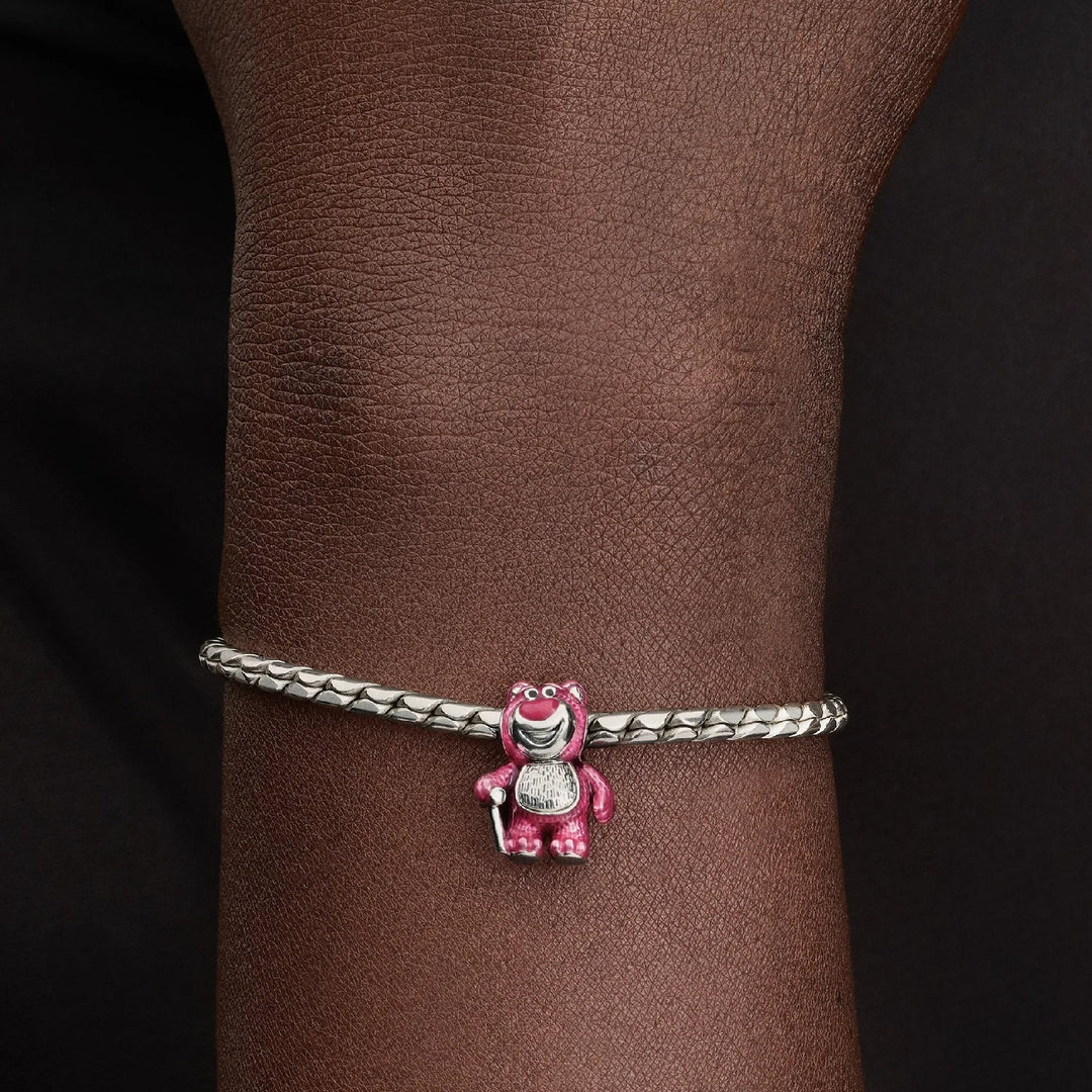 Pandora Disney Pixar Villains Lotso Bear Charm Sterling Silver Enamel Pink
