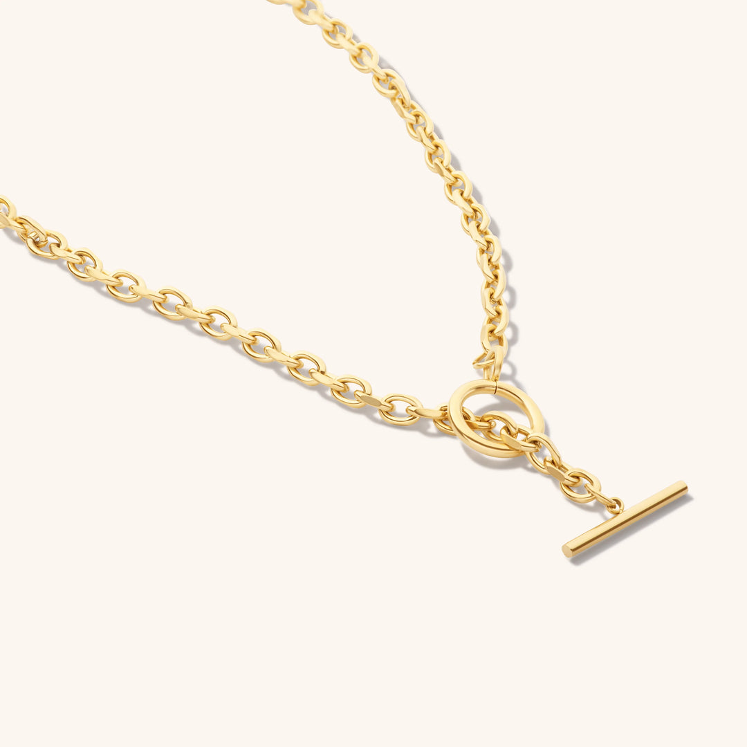 D.Louise Gold Cuban T Bar Necklace