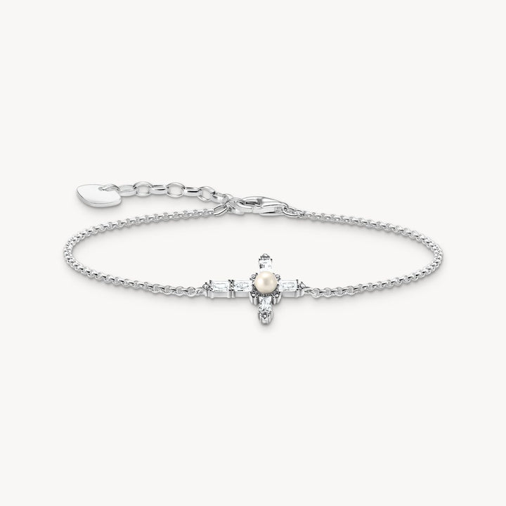 Thomas Sabo Silver Cross Romance Pearl Bracelet