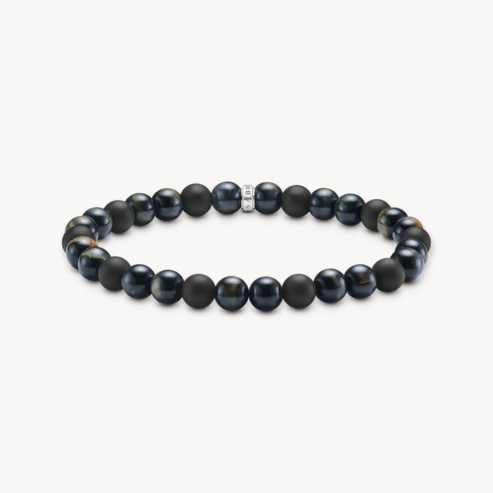 Thomas Sabo Silver Blue-Gold Tiger Eye & Black Obsidian Talisman Bracelet