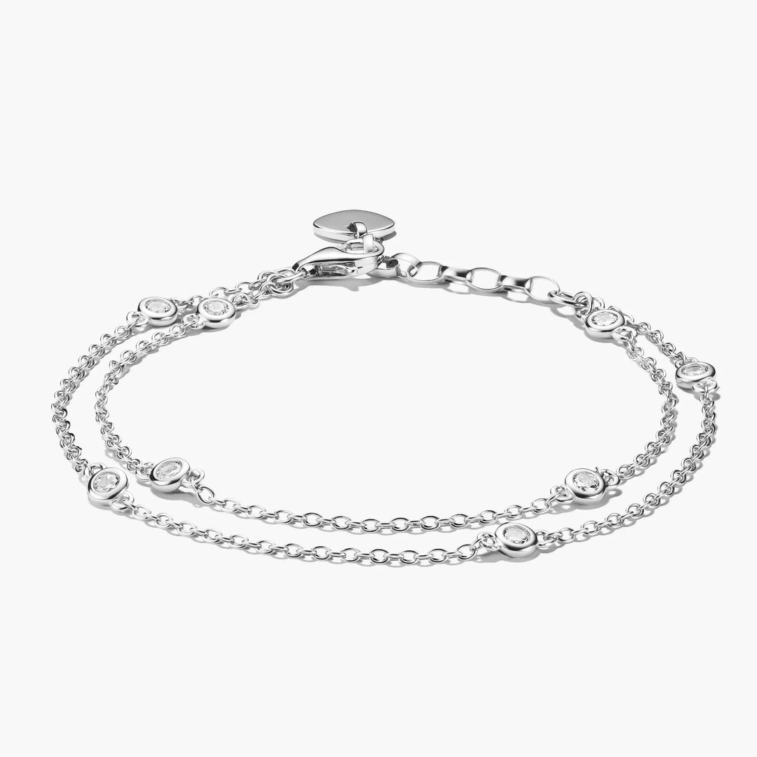Thomas Sabo Silver Bracelet with Zirconia Double-Row Recycled Sterling