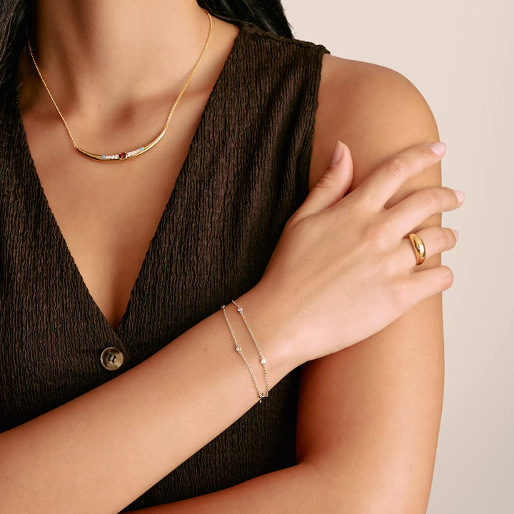 Thomas Sabo Silver Bracelet with Zirconia Double-Row Recycled Sterling