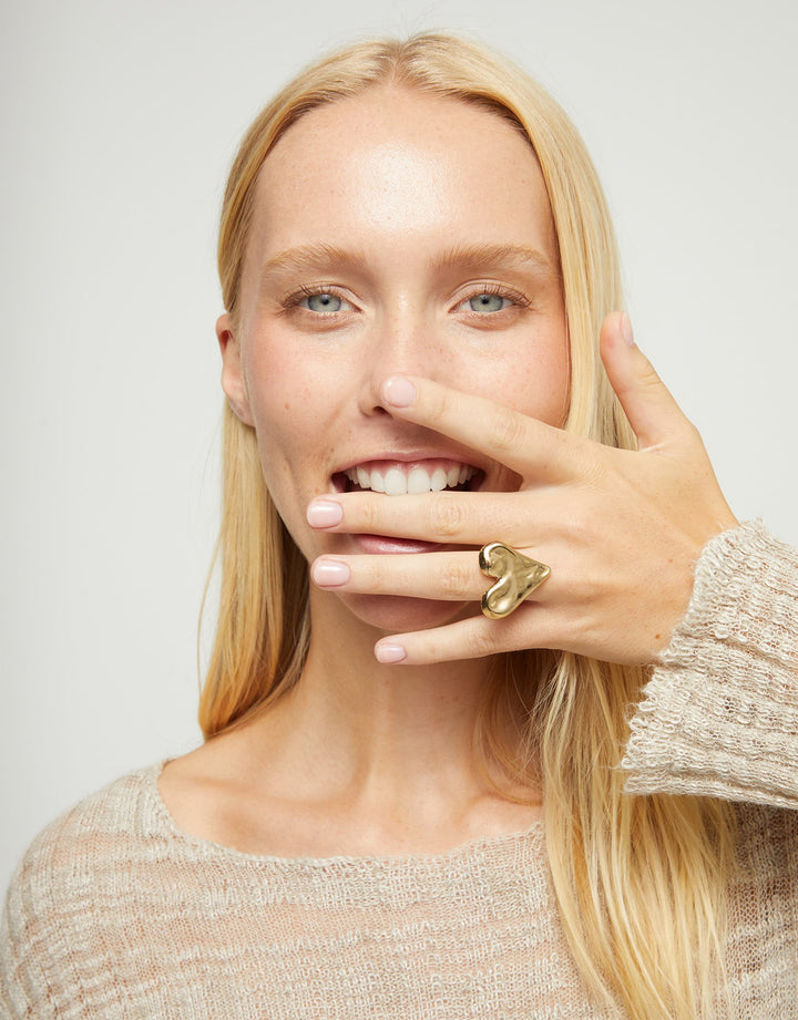 UNOde50 Maxi Heart Shape Ring Gold Plated