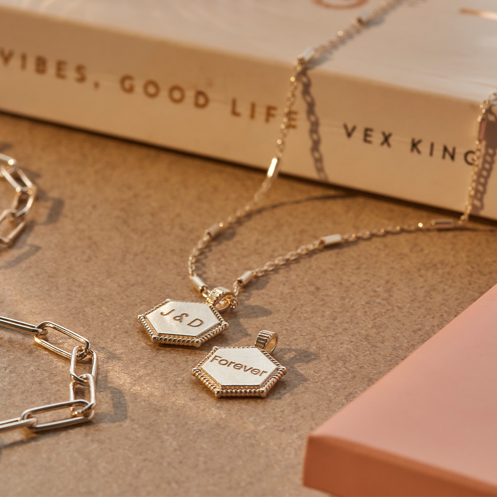 ChloBo Silver Personalised Hexagon Coin Necklace