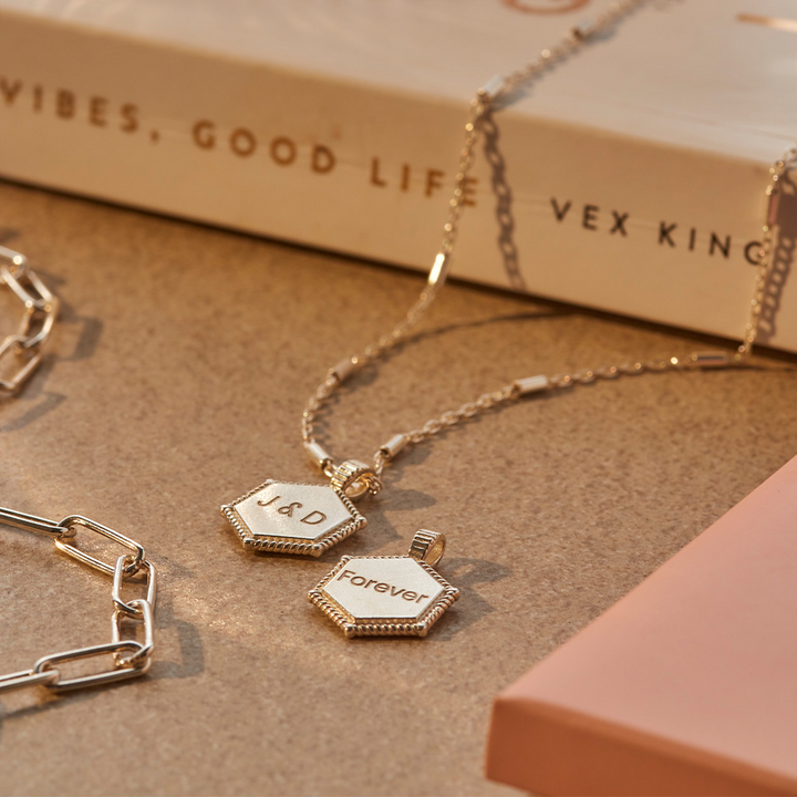 ChloBo Silver Personalised Hexagon Coin Necklace