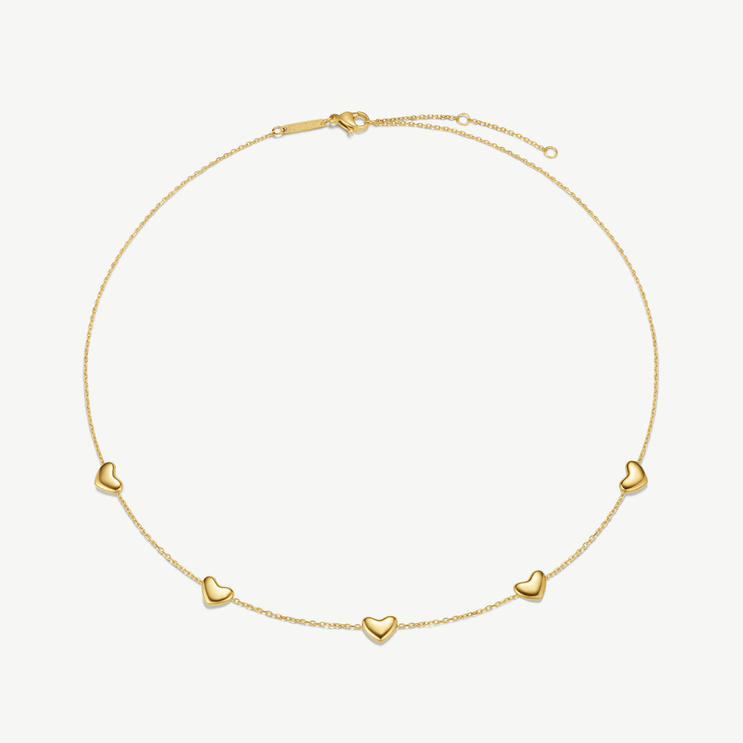 D.Louise Bubble Heart Multi Necklace Gold - Mococo