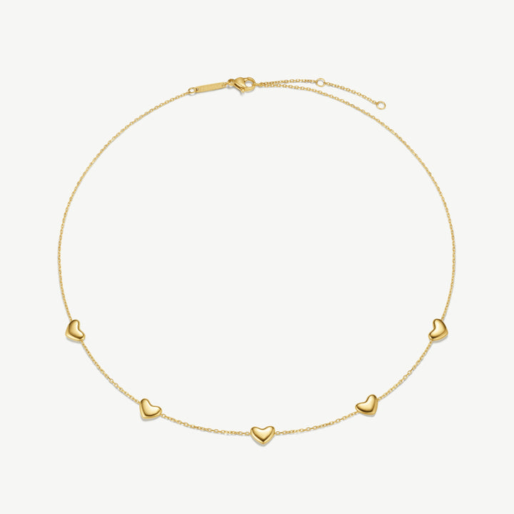 D.Louise Bubble Heart Multi Necklace Gold - Mococo