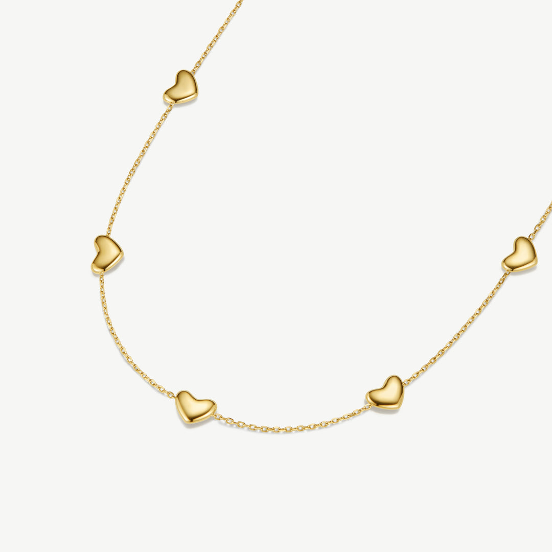 D.Louise Bubble Heart Multi Necklace Gold - Mococo