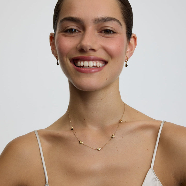 D.Louise Bubble Heart Multi Necklace Gold - Mococo