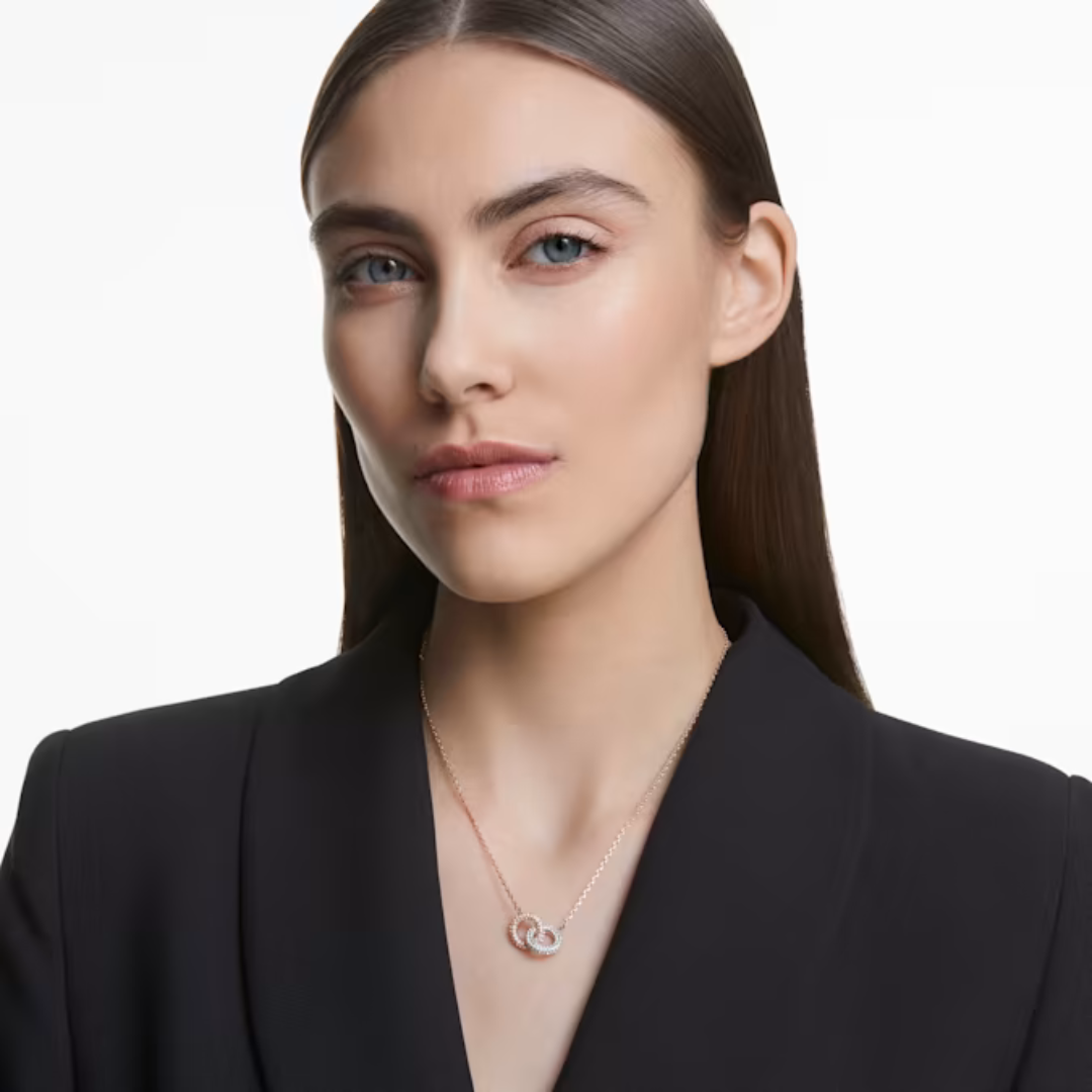 Swarovski gold circle necklace on sale
