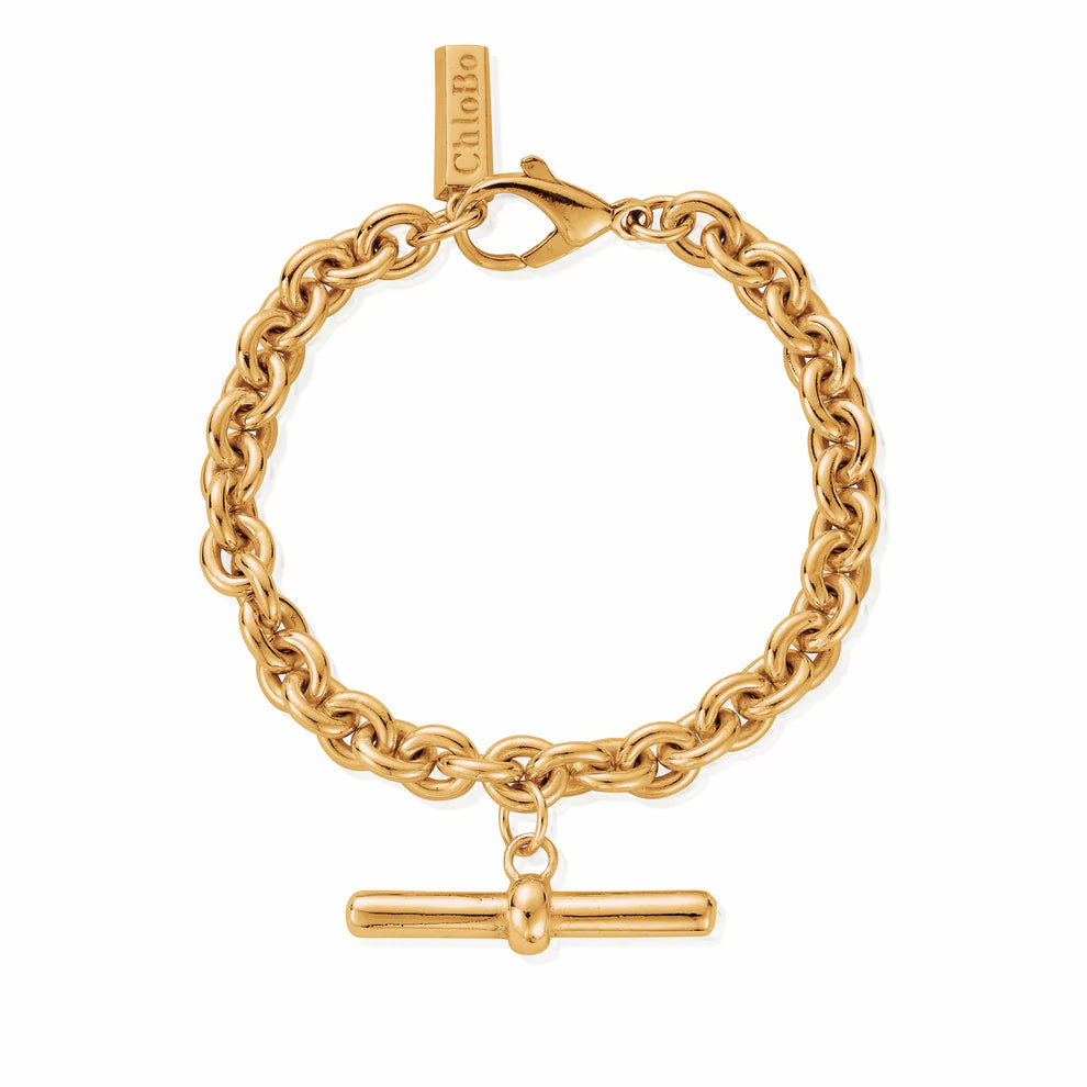 ChloBo Silver and Gold Anchor Chain T-Bar Bracelet