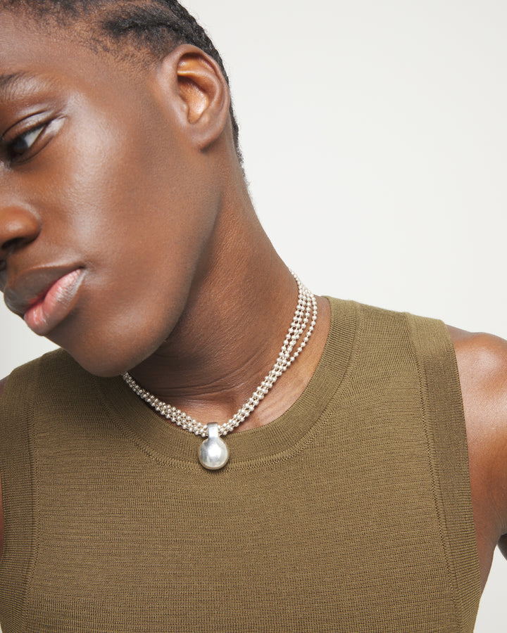 UNOde50 Silver Threads Sphere Pendant Necklace