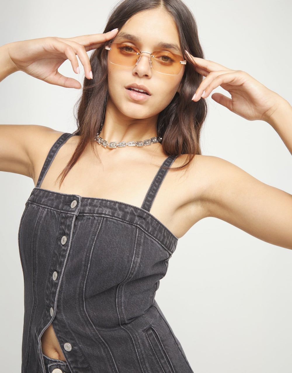UNOde50 Roots Collection Square Links Chain Necklace Silver
