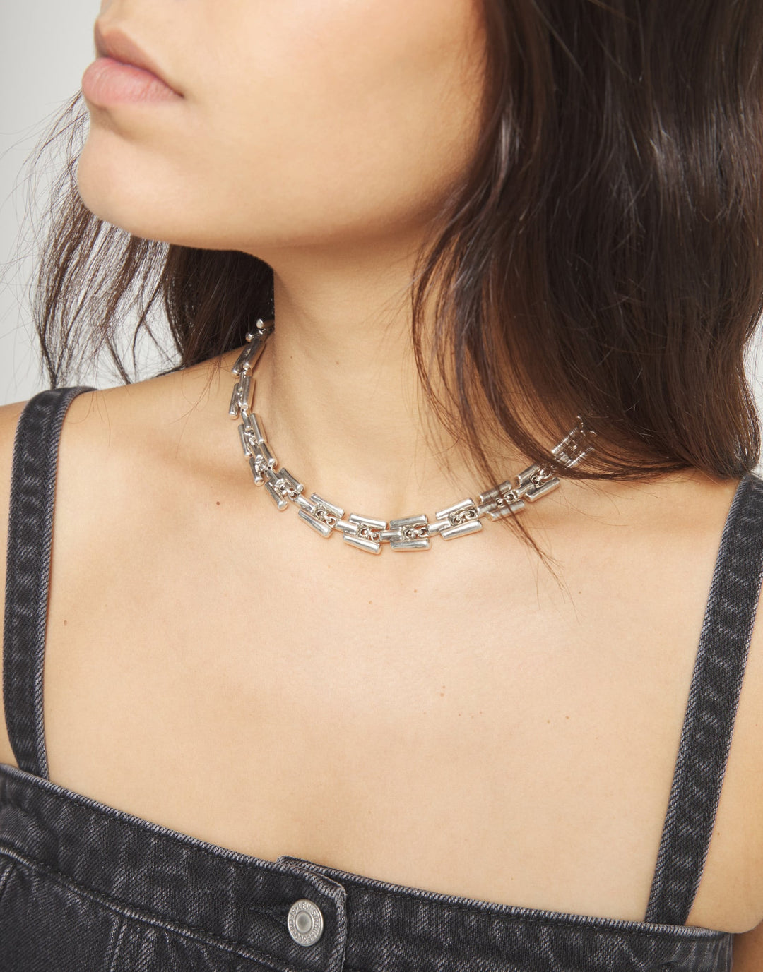 UNOde50 Roots Collection Square Links Chain Necklace Silver