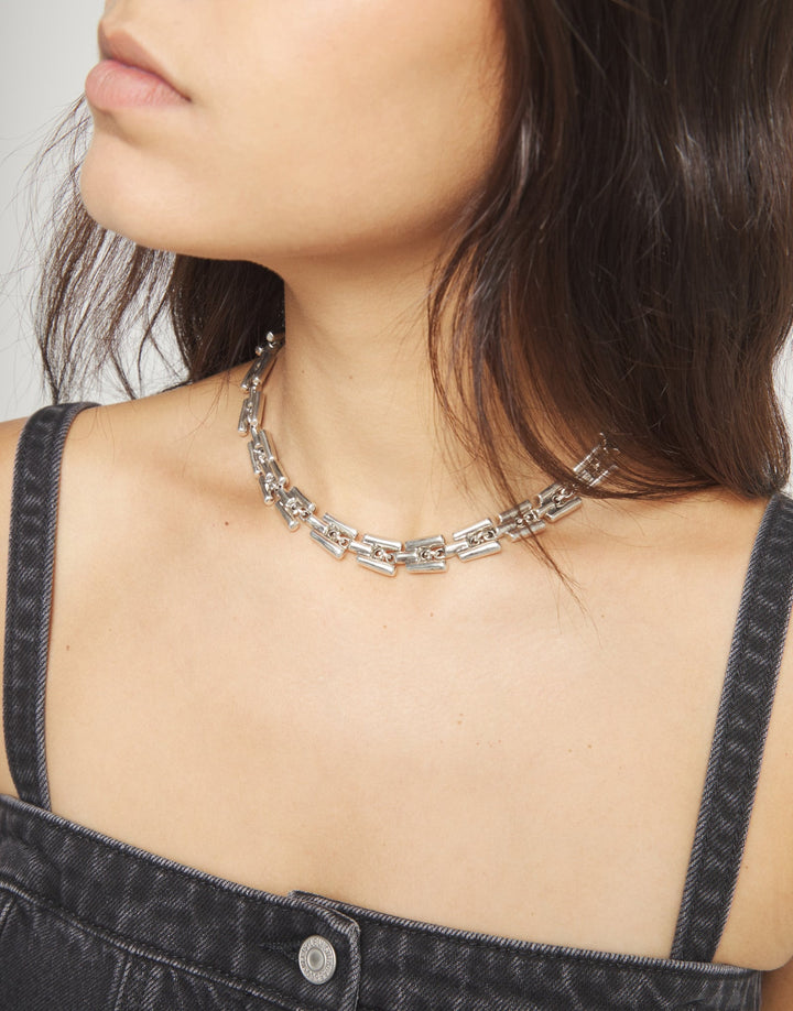 UNOde50 Roots Collection Square Links Chain Necklace Silver