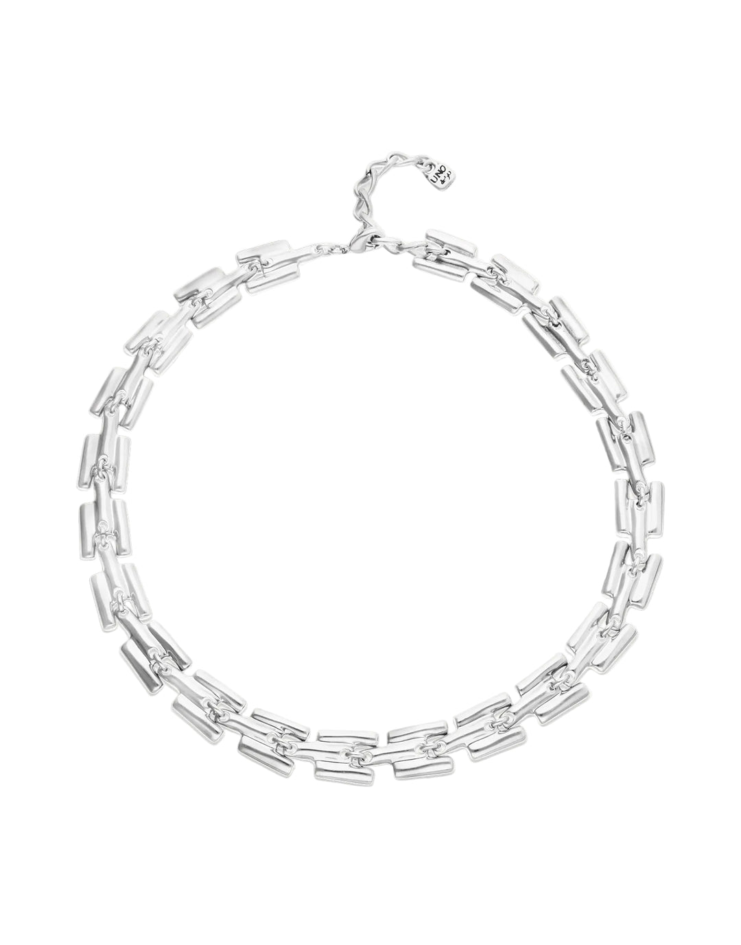 UNOde50 Roots Collection Square Links Chain Necklace Silver