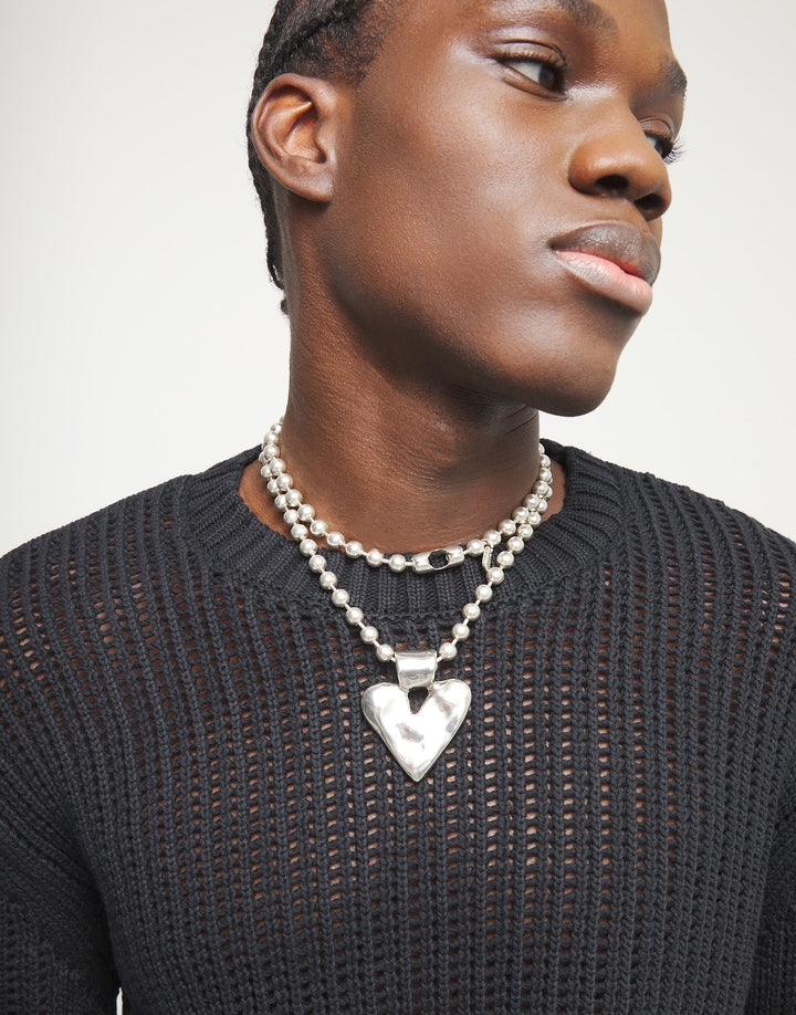 UNOde50 Pálpito Long Necklace with Beads and Heart Silver