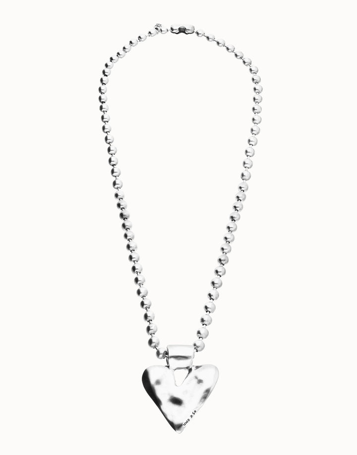 UNOde50 Pálpito Long Necklace with Beads and Heart Silver
