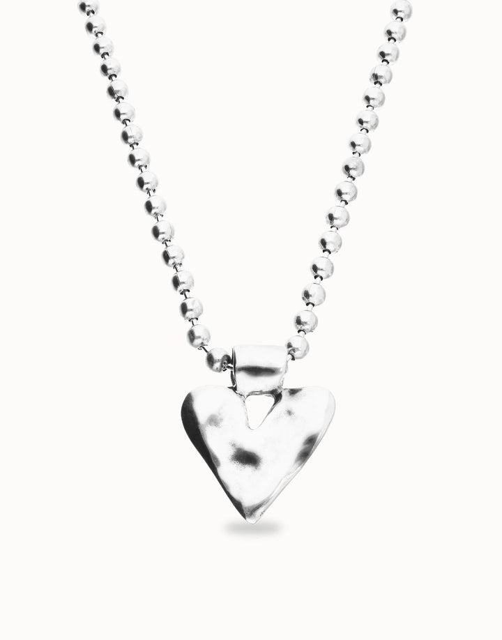 UNOde50 Pálpito Long Necklace with Beads and Heart Silver