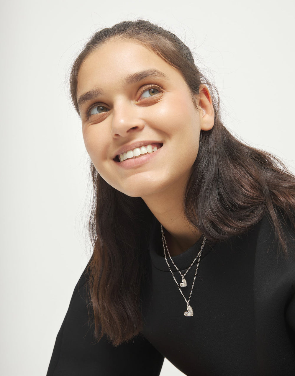 UNOde50 Multi Strand Chain Necklace With Two Hearts Silver