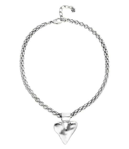 UNOde50 Thick Chain Necklace With Heart Detail Silver