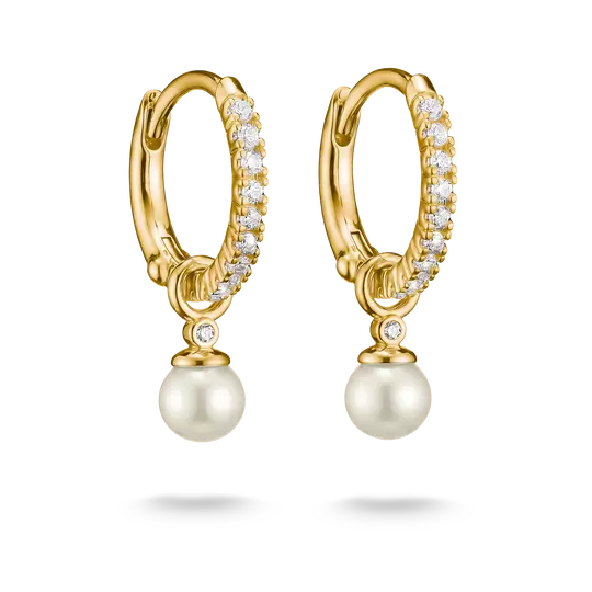Thomas Sabo Gold Hoop Earrings Pearl with White Zirconia - MococoThomas SaboCR702-M01-14Earrings