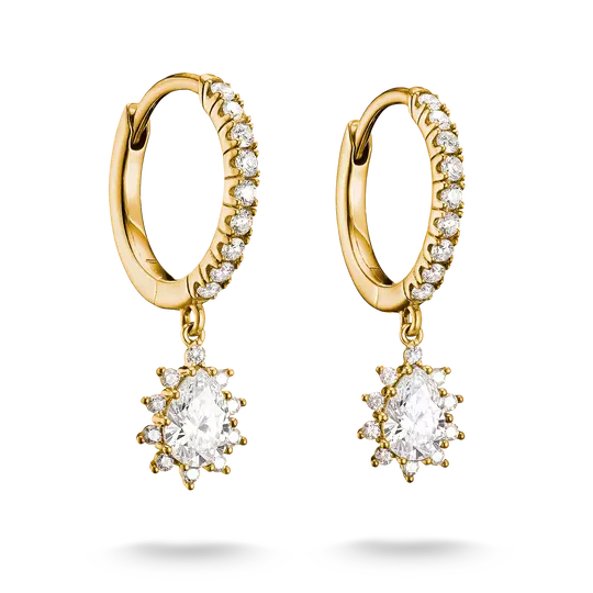 Thomas Sabo Gold Hoop Earrings with White Zirconia in Teardrop Shape - MococoThomas SaboCR748-M01-14Earrings