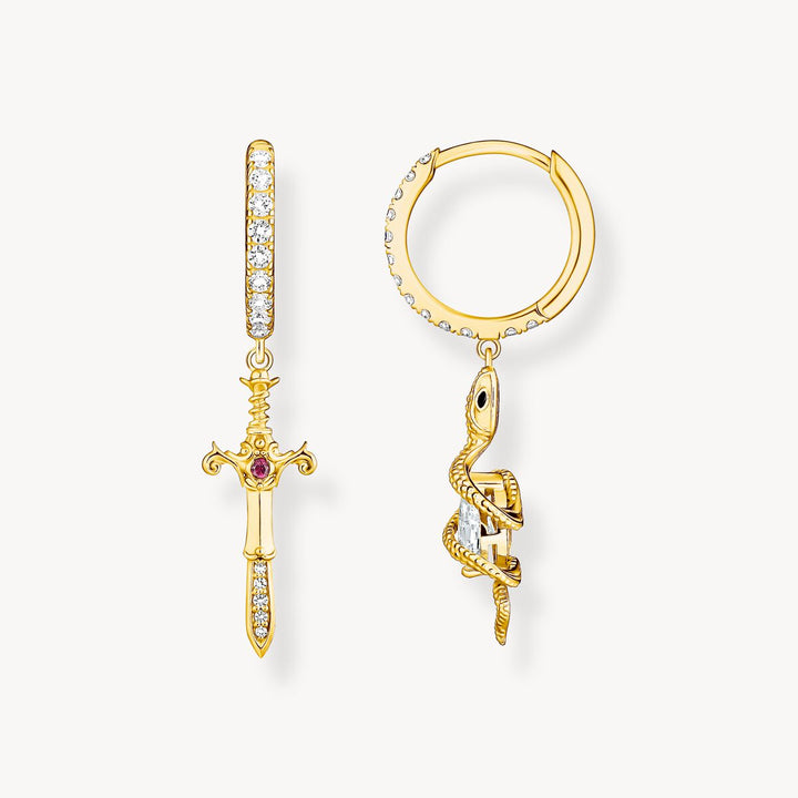 Thomas Sabo Gold Tempting Romance Snake & Sword Hoop Earrings