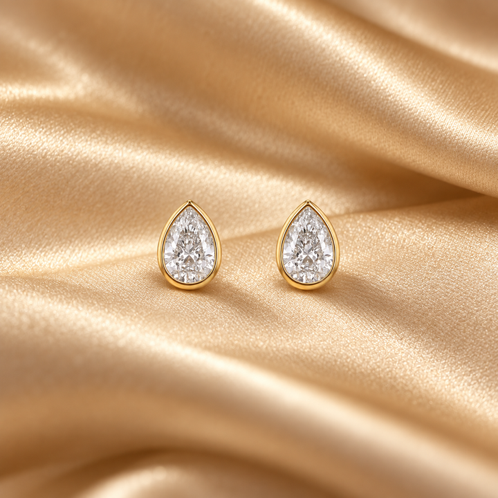 Mococo Fine 9ct Solid Gold Diamond Teardrop Necklace &amp; Earrings Set