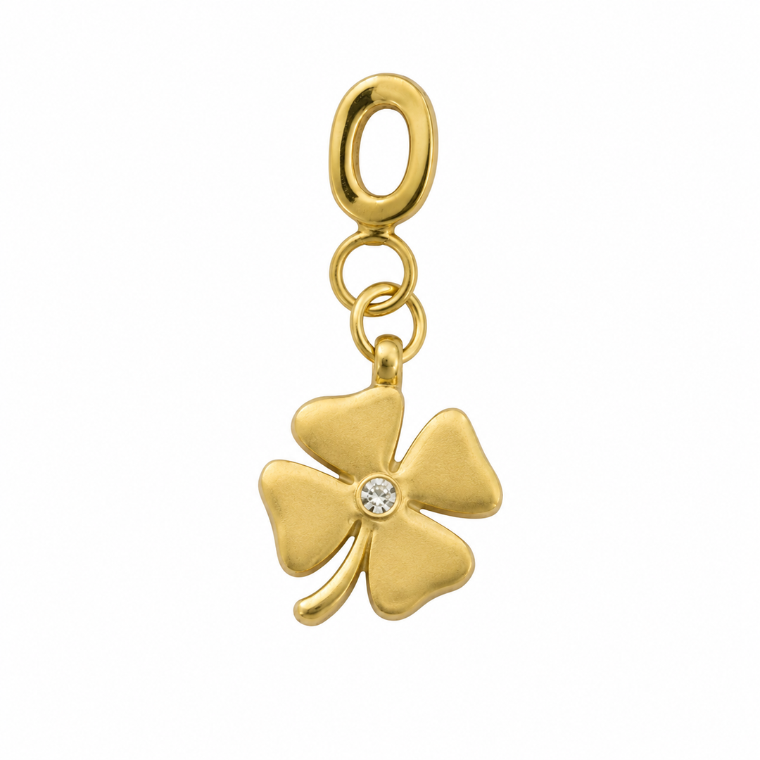 Mococo Gold Clover with CZ Charm