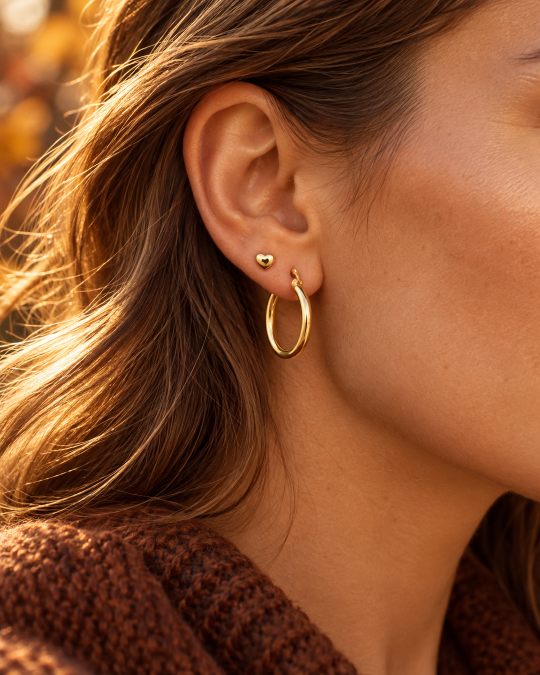 Mococo Fine 9ct Solid Gold Plain  19.5mm Hoop Earrings