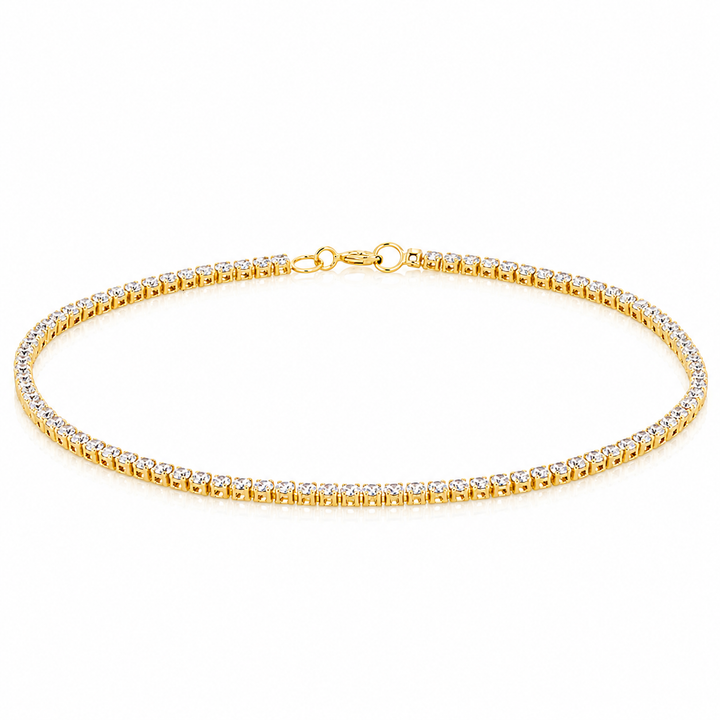 Mococo Fine 9ct Yellow Gold Zirconia Tennis Bracelet