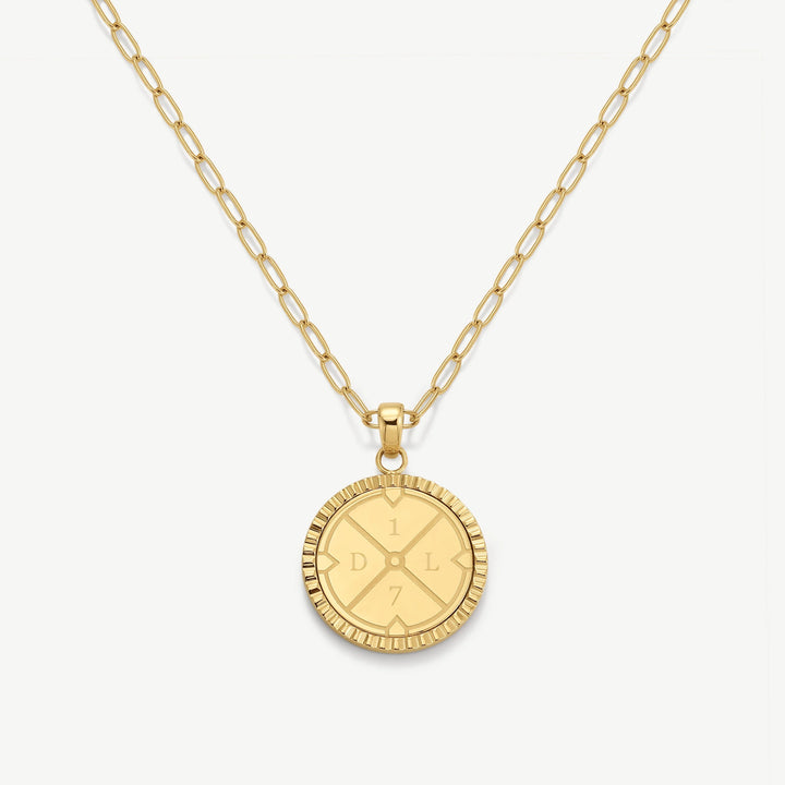 D.Louise Gold Compass Engravable Necklace