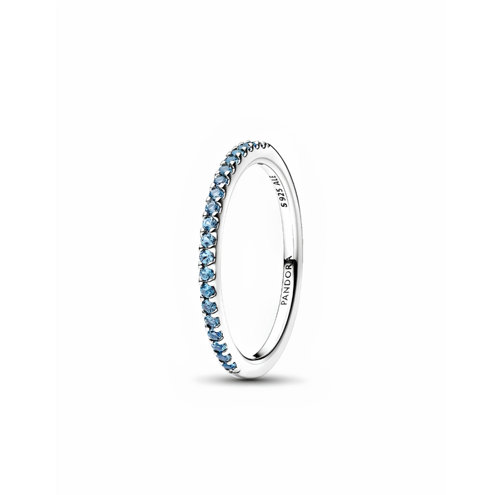 Pandora Silver Sparkling Aquamarine Half Eternity Band Ring