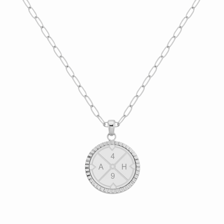 D.Louise Silver Engravable Compass Necklace