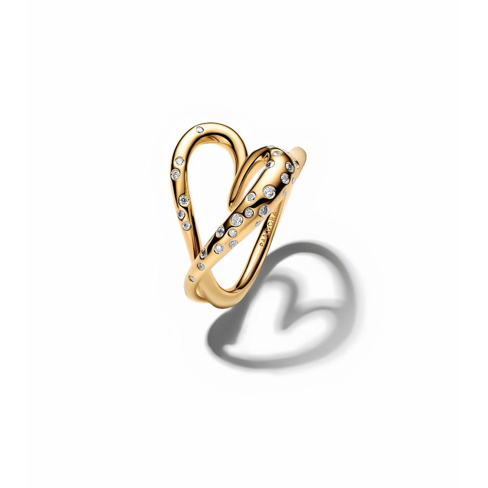 Pandora Gold Heart Organically Shaped Stone-Set Ring