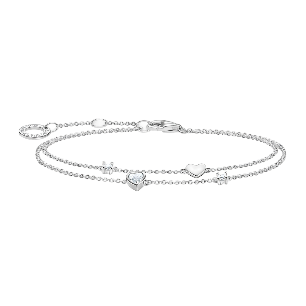 Thomas Sabo Silver Heart &amp; White Stones Bracelet